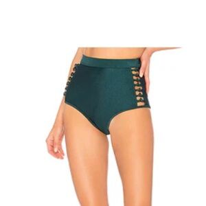 Zimmermann Melody High Waisted Bikini Bottom Color: Bottle Green
